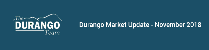 Durango Market Update November 2018 with The Durango Team logo, showcasing commercial real estate insights in Colorado.