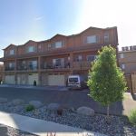 view of four townhouses from a northbound angle