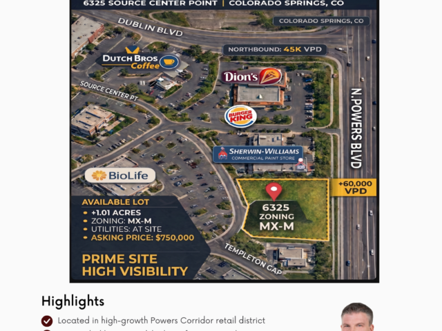 Prime Retail Land in Colorado Springs | High Visibility | National Retail Neighbors | Powers & Dublin